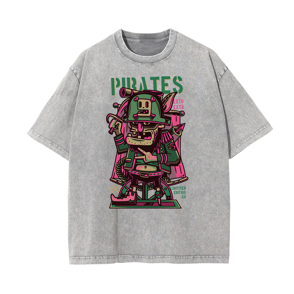 Faded Punk Cartoon Pattern T Shirt