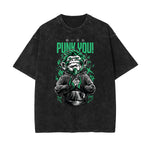 Stone Wash Punk Cartoon Graphic Tee