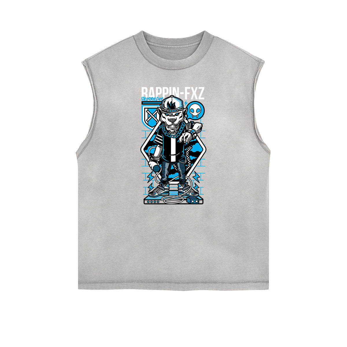 Camiseta sin mangas con estampado de dibujos animados punk