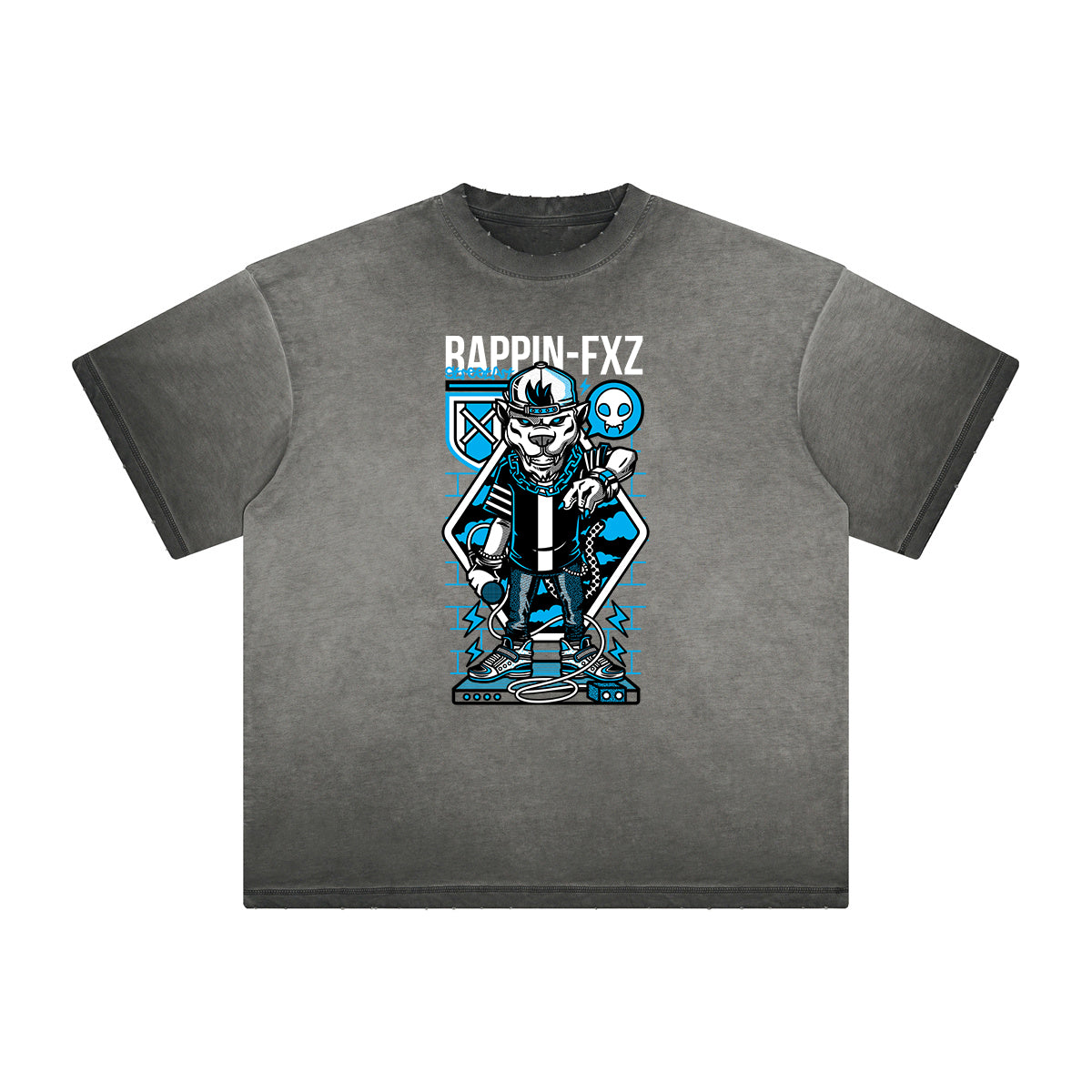 Thick Faded Punk Cartoon Pattern Tee