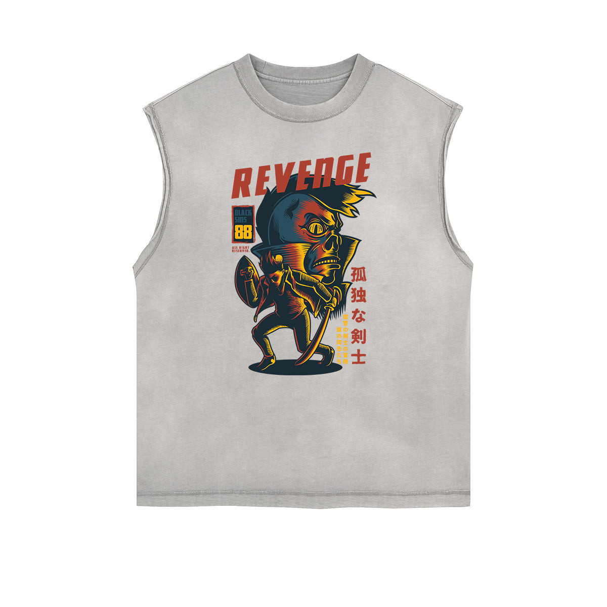 Camiseta sin mangas con estampado de dibujos animados punk