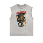 Camiseta sin mangas con estampado de dibujos animados punk