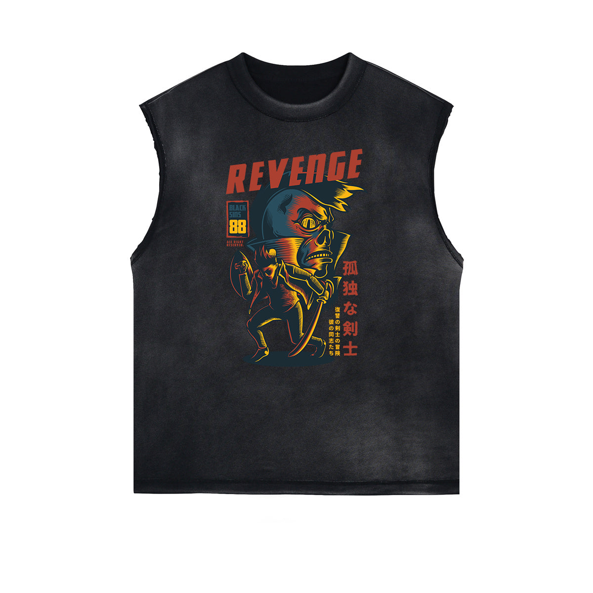 Camiseta sin mangas con estampado de dibujos animados punk