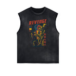 Camiseta sin mangas con estampado de dibujos animados punk