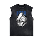 Camiseta sin mangas con estampado de dibujos animados punk