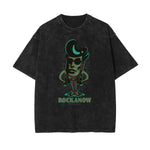 Camiseta con estampado abstracto de dibujos animados descolorido