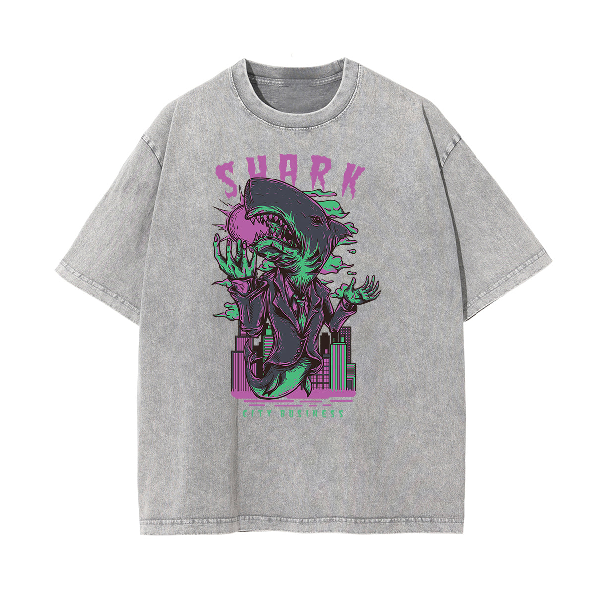 Cartoon Abstract Stone Wash Graphic Tee