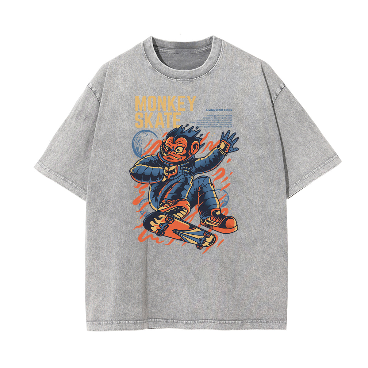 Cartoon Abstract Stone Wash Graphic Tee