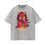 Cartoon Abstract Stone Wash Graphic Tee