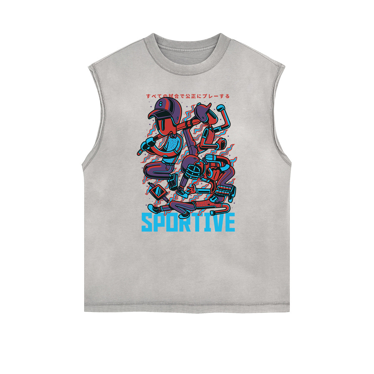 Cartoon Abstract Graphic Muscle Tank