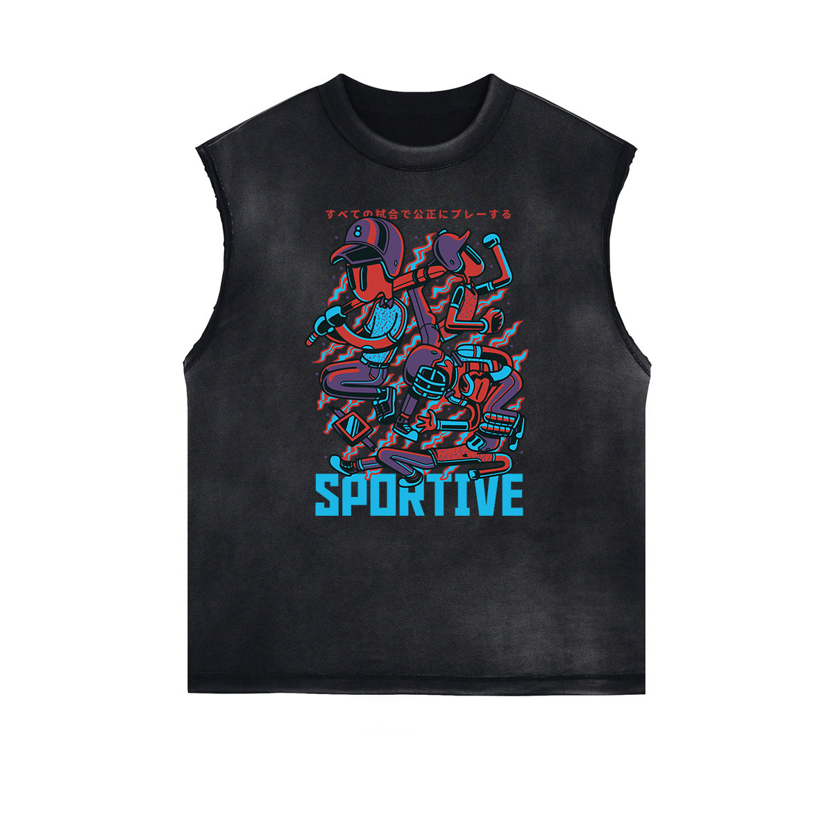 Camiseta sin mangas con estampado abstracto de dibujos animados