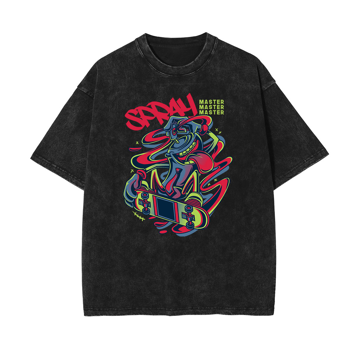Camiseta retro con estampado de dibujos animados descoloridos