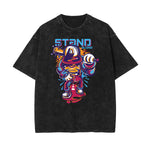 Camiseta retro con estampado de dibujos animados descoloridos