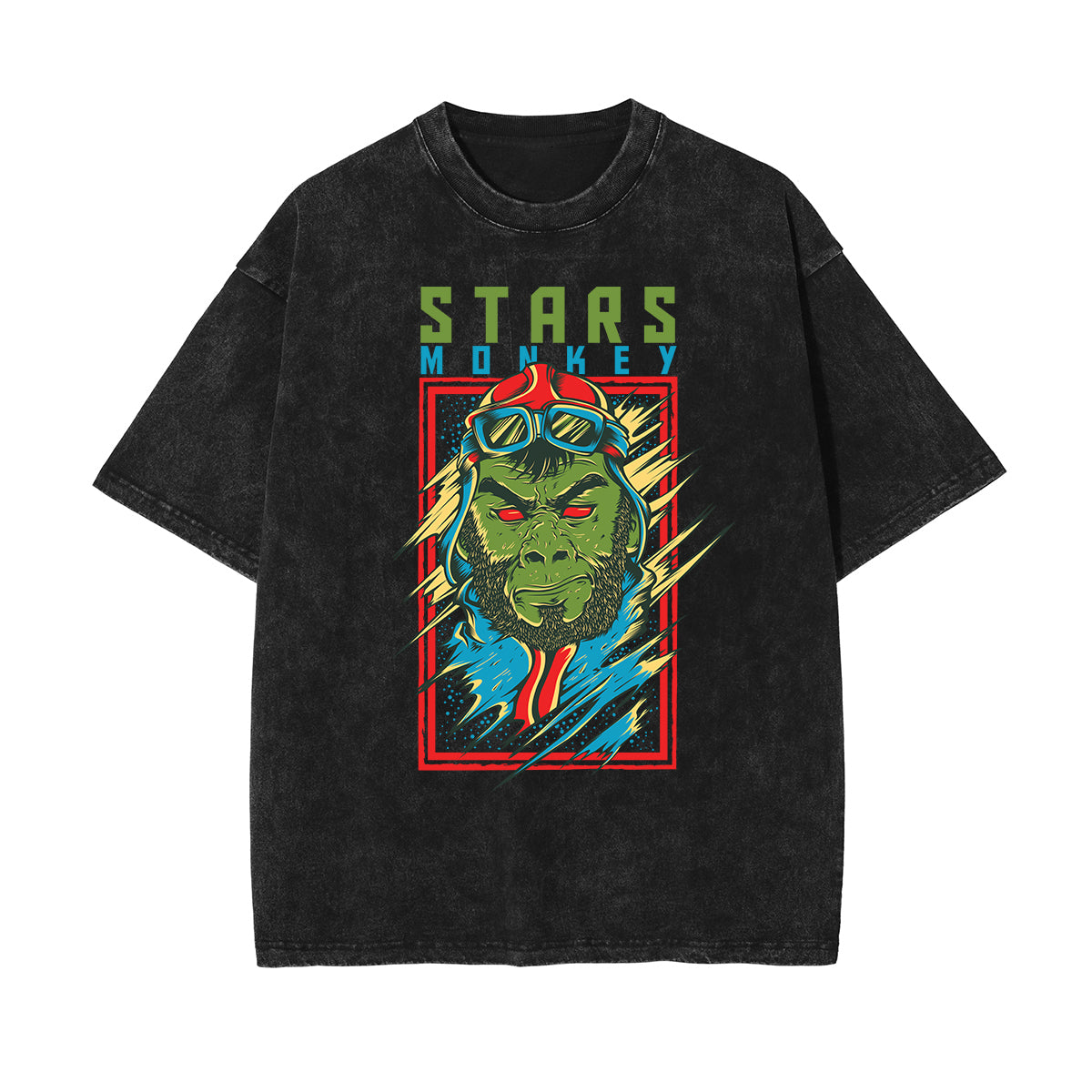 Camiseta retro con estampado de dibujos animados descoloridos