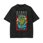 Camiseta retro con estampado de dibujos animados descoloridos