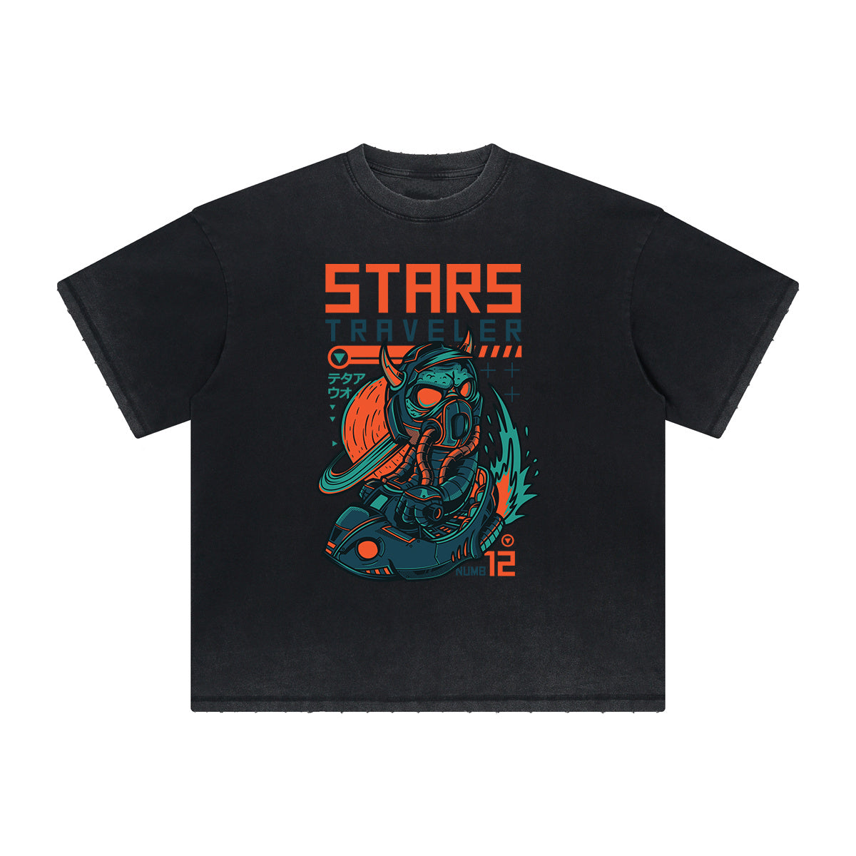 Camiseta gráfica deshilachada vintage de dibujos animados retro