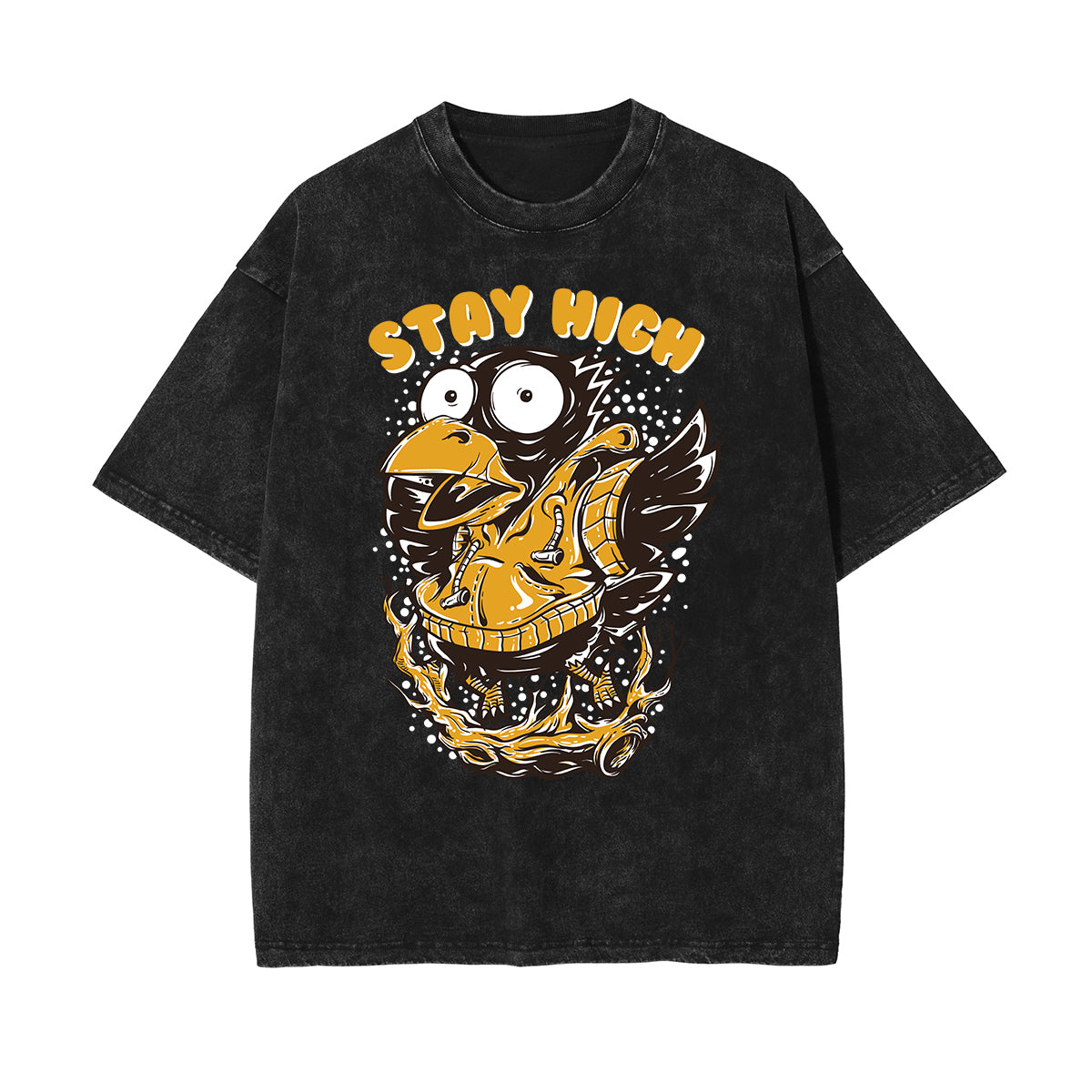 Camiseta retro con estampado de dibujos animados descoloridos