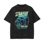 Camiseta retro con estampado de dibujos animados descoloridos
