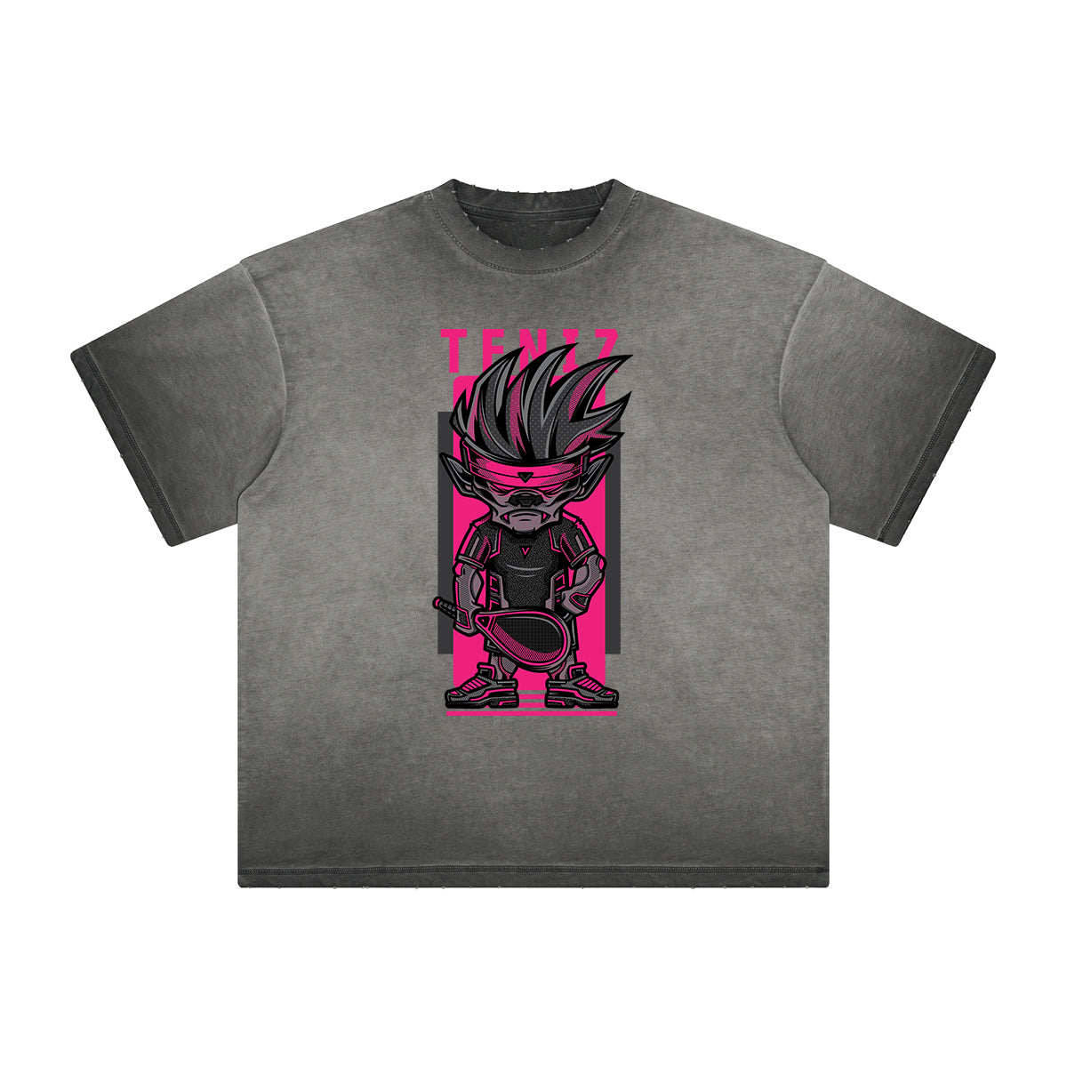 Retro Cartoon Thick Faded Pattern Tee