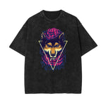 Camiseta retro con estampado de dibujos animados descoloridos