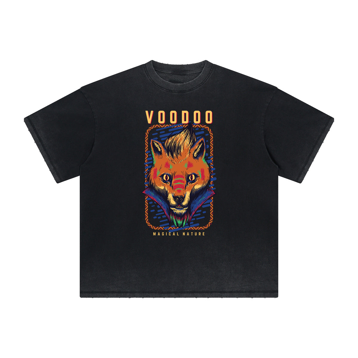 Camiseta deshilachada con gráfico animal abstracto