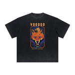 Camiseta deshilachada con gráfico animal abstracto