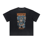 Camiseta deshilachada con gráfico animal abstracto