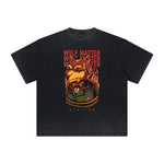 Camiseta deshilachada con gráfico animal abstracto