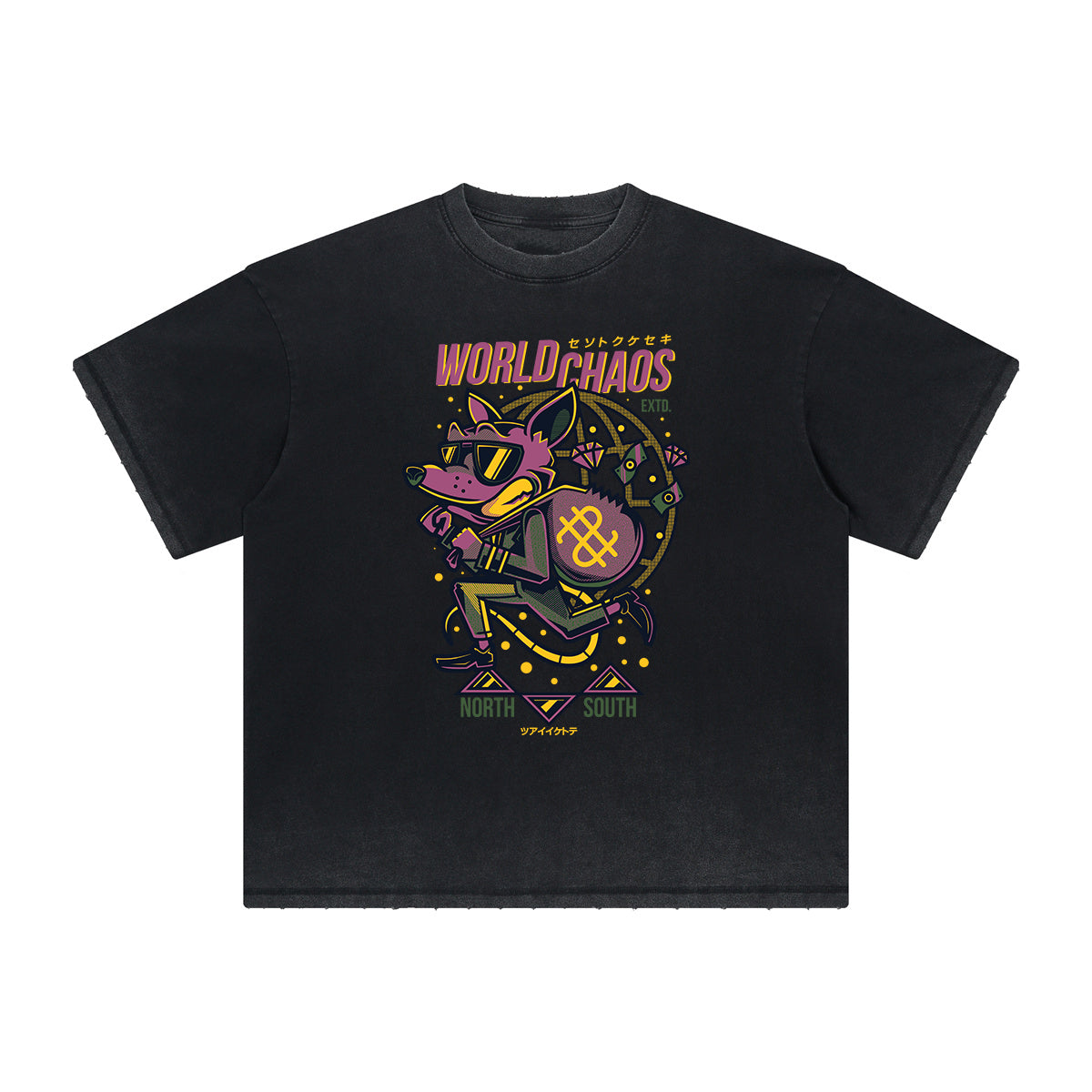 Camiseta deshilachada con gráfico animal abstracto