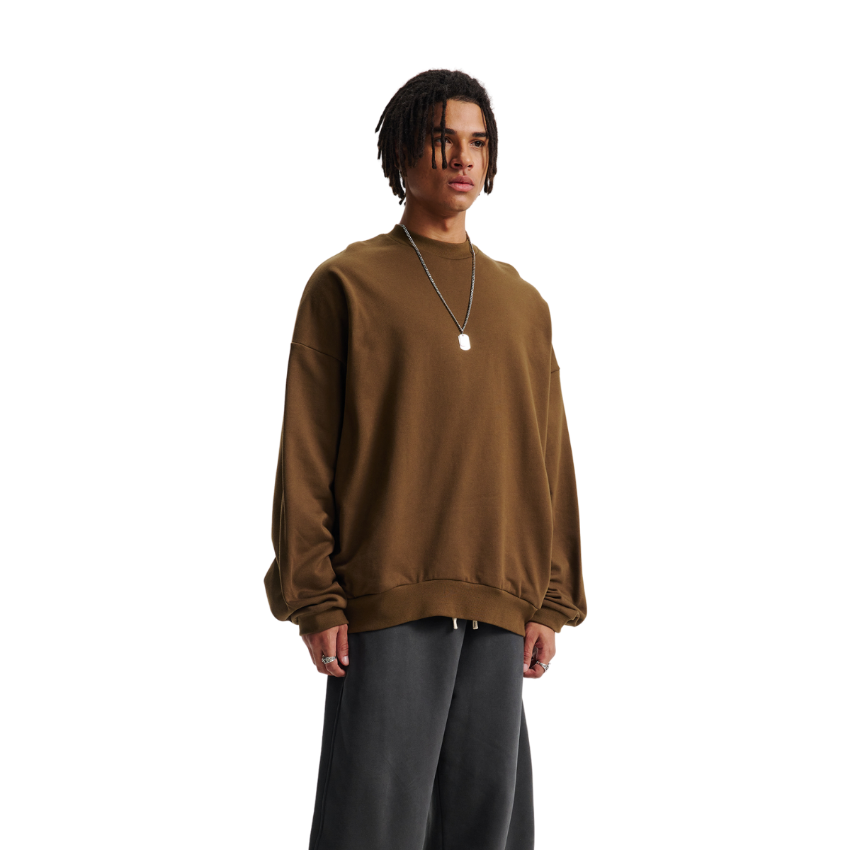 Brushed Fleece Soft Crewneck Pullover Sweatshirt