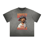 Stone Wash Gray Faded Cartoon Graphic Tee-INNBLAC Fashion Apparel