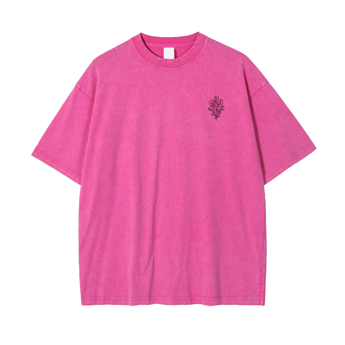 Stone Wash Line Art Flowers Graphic Tee