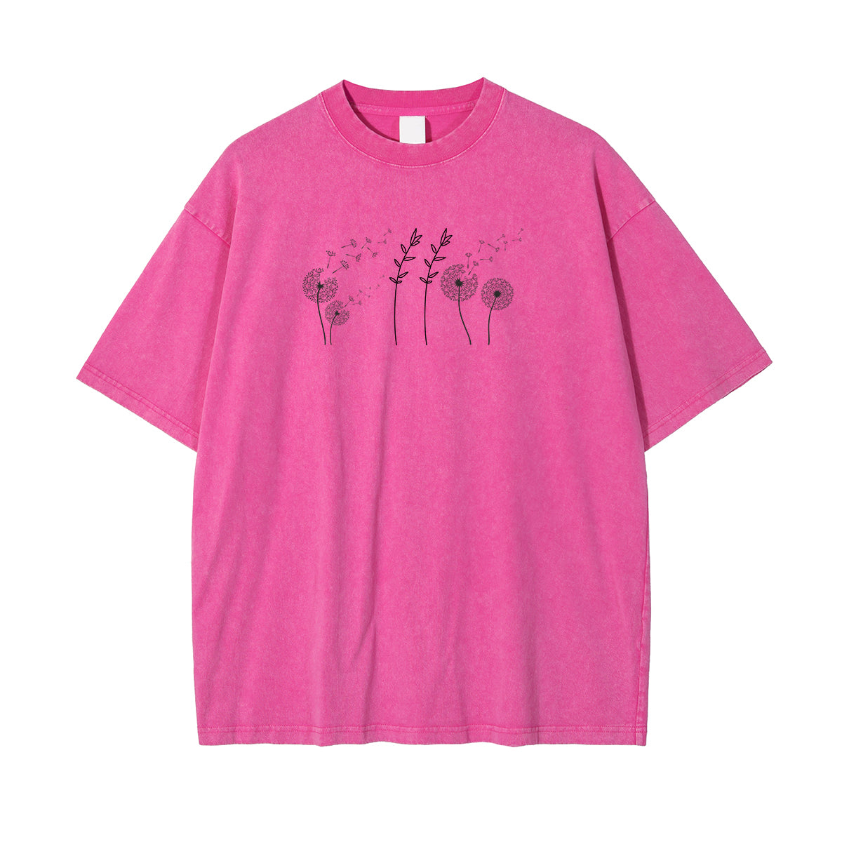 Camiseta de algodón rosa con diseño de líneas florales