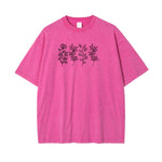 Camiseta de algodón rosa con diseño de líneas florales