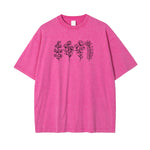 Camiseta de algodón rosa con diseño de líneas florales