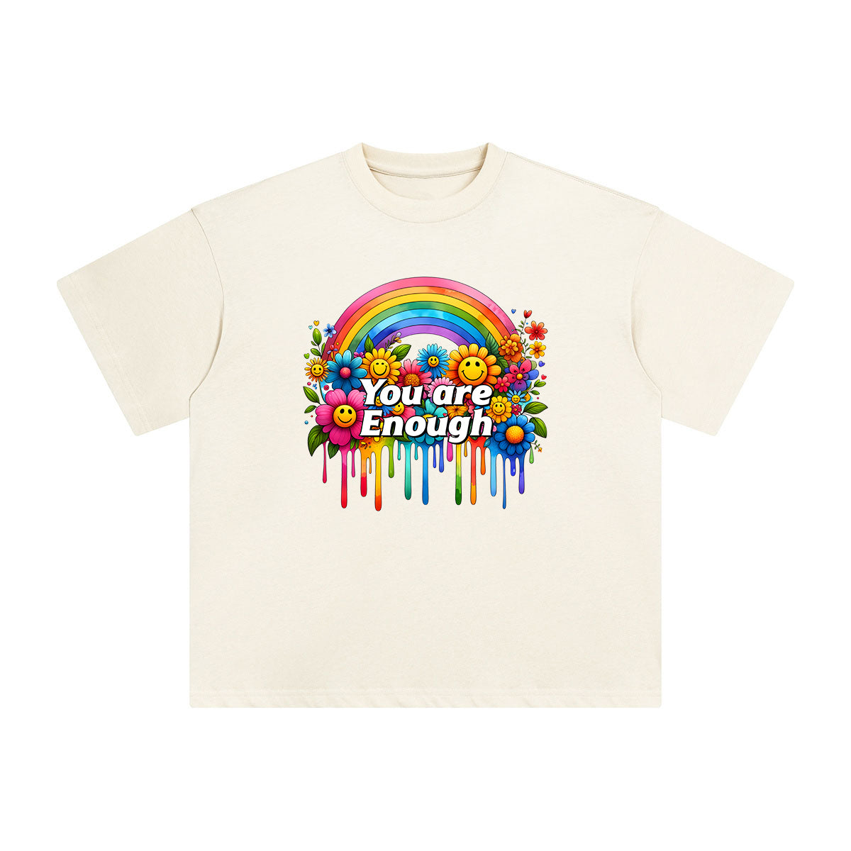 You are Enough Rainbow & Blossom Graphic Tee-INNBLAC Fashion Apparel