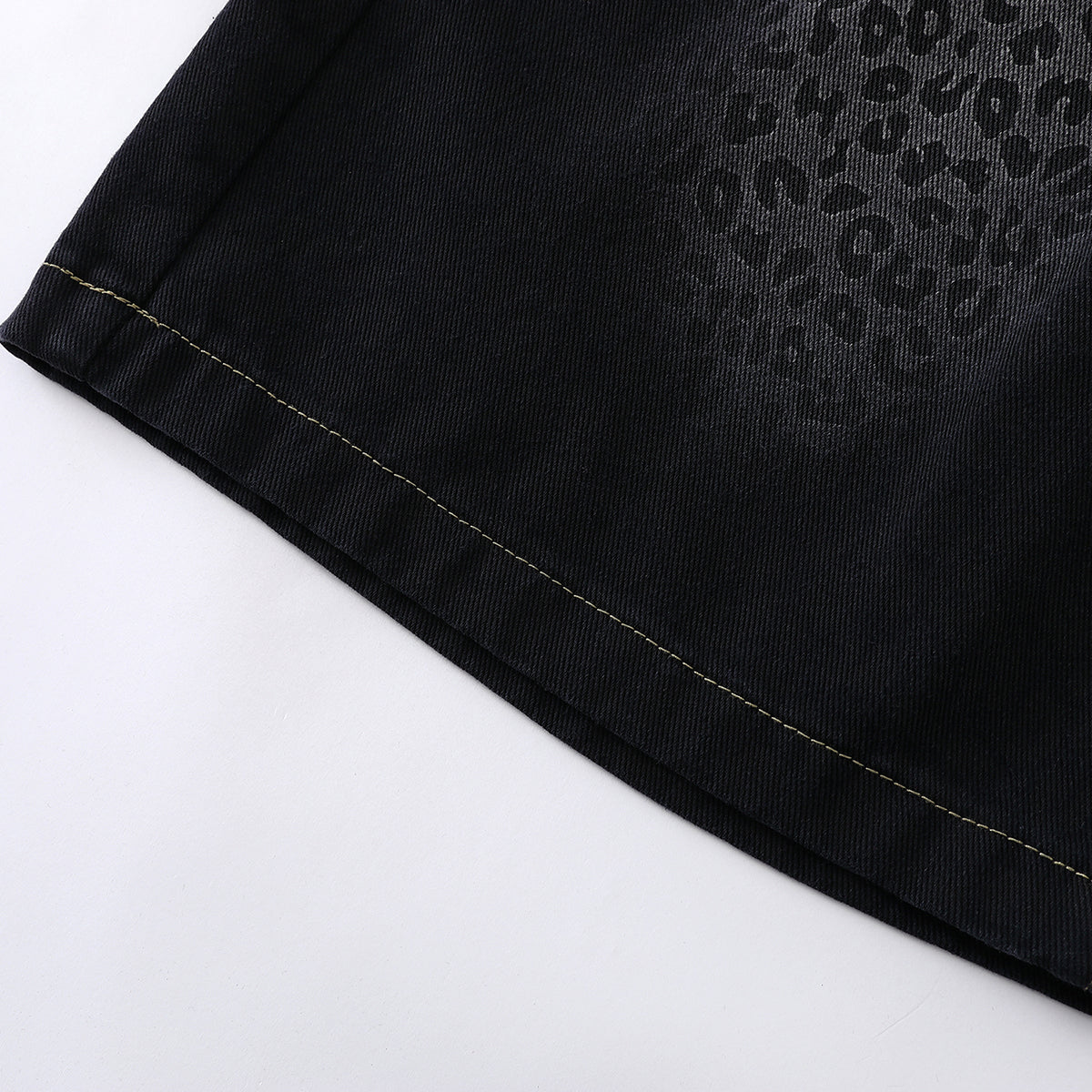 Black Leopard Print Denim Bermuda Shorts