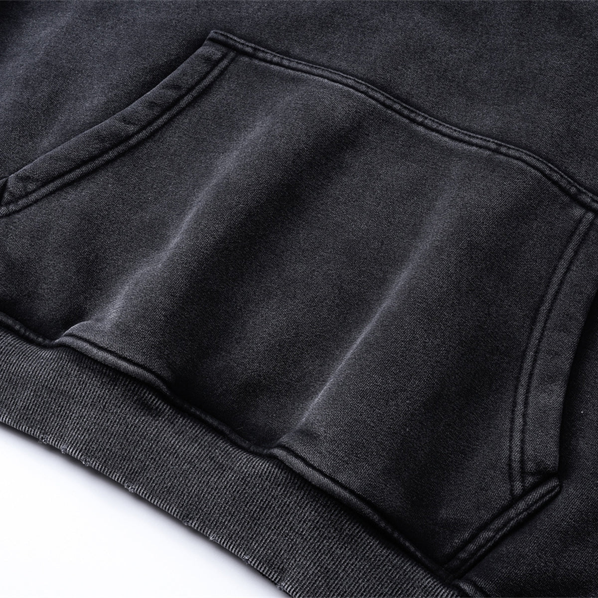 Front Pocket Button Detail Oversized Washed Hoodie