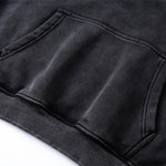 Front Pocket Button Detail Oversized Washed Hoodie