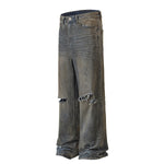 Wrinkle Wash Heavy Ripped Denim Pants