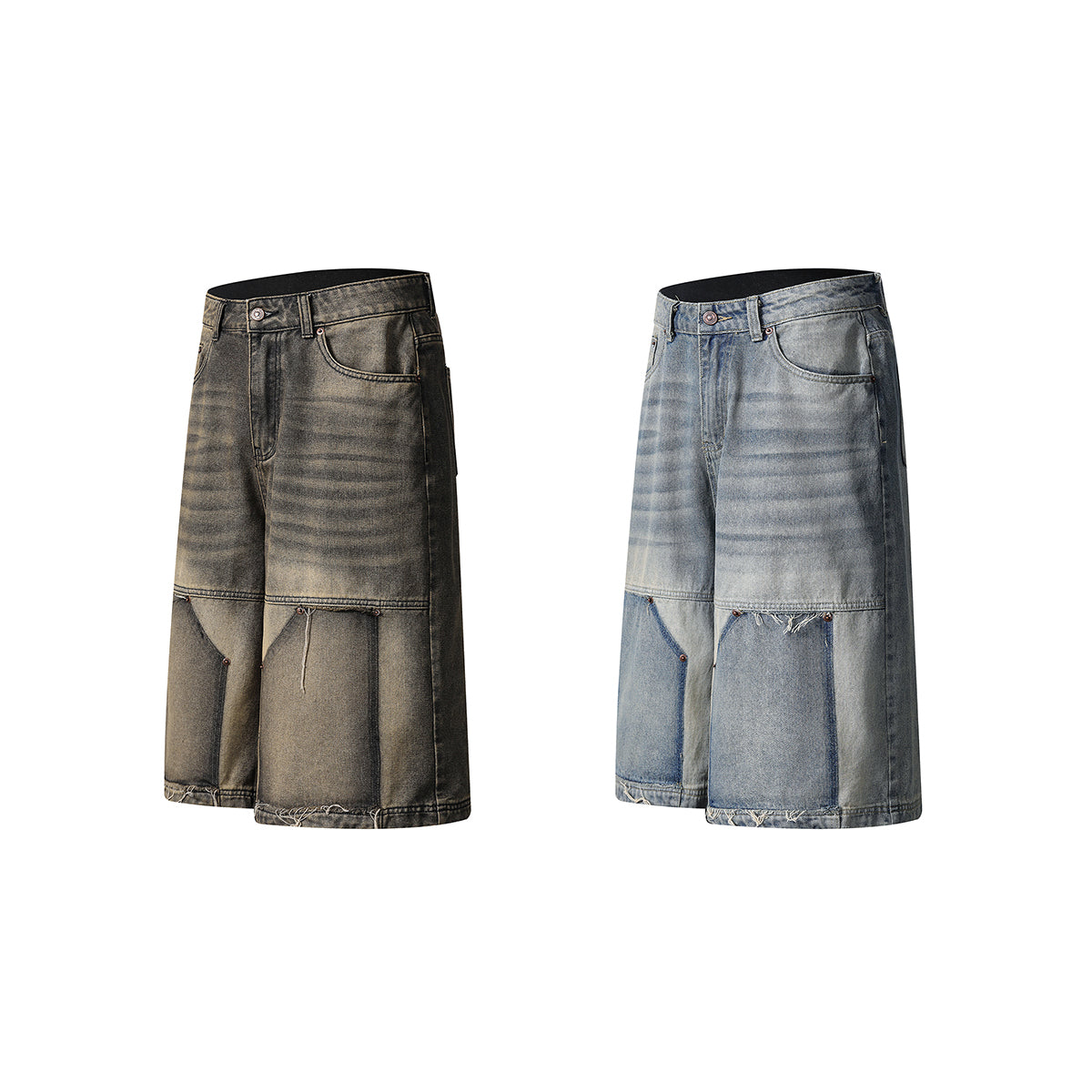 Vintage Wash Straight Leg Denim Bermuda Shorts