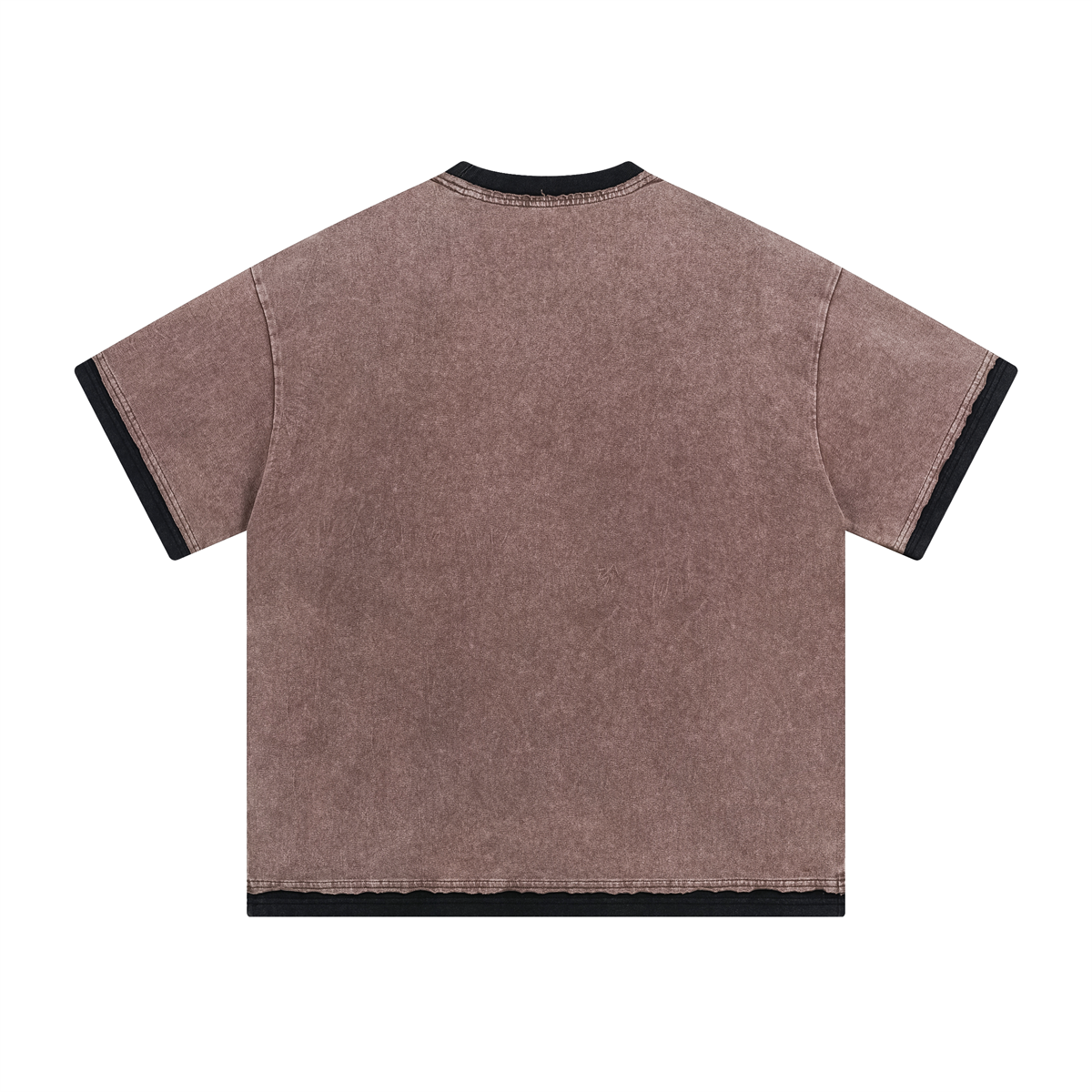 Camiseta batik vintage lavada con ribetes de 7.5 oz