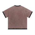 Camiseta batik vintage lavada con ribetes de 7.5 oz