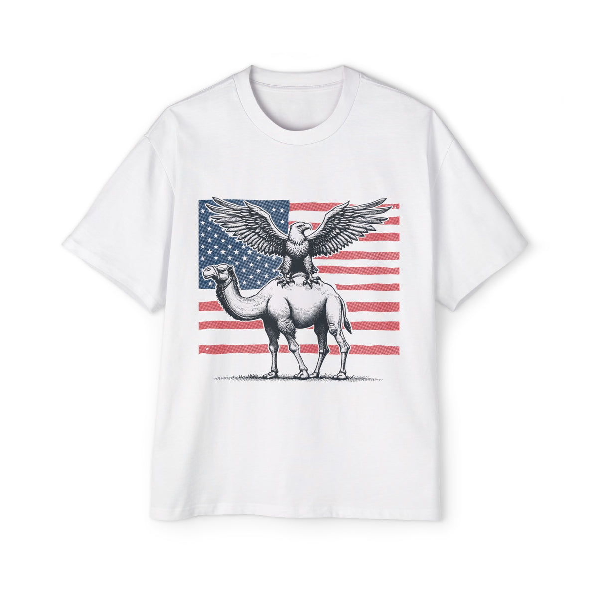 Camel And Eagle Retro Graphic Tee-INNBLAC Fashion Apparel