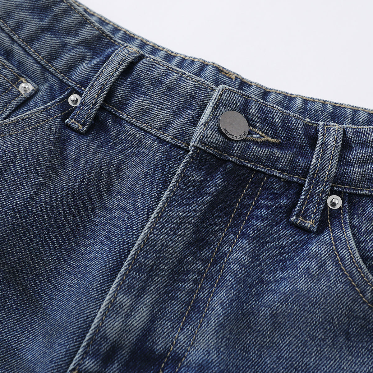 Ripped Patchwork Camo Denim Bermuda Shorts