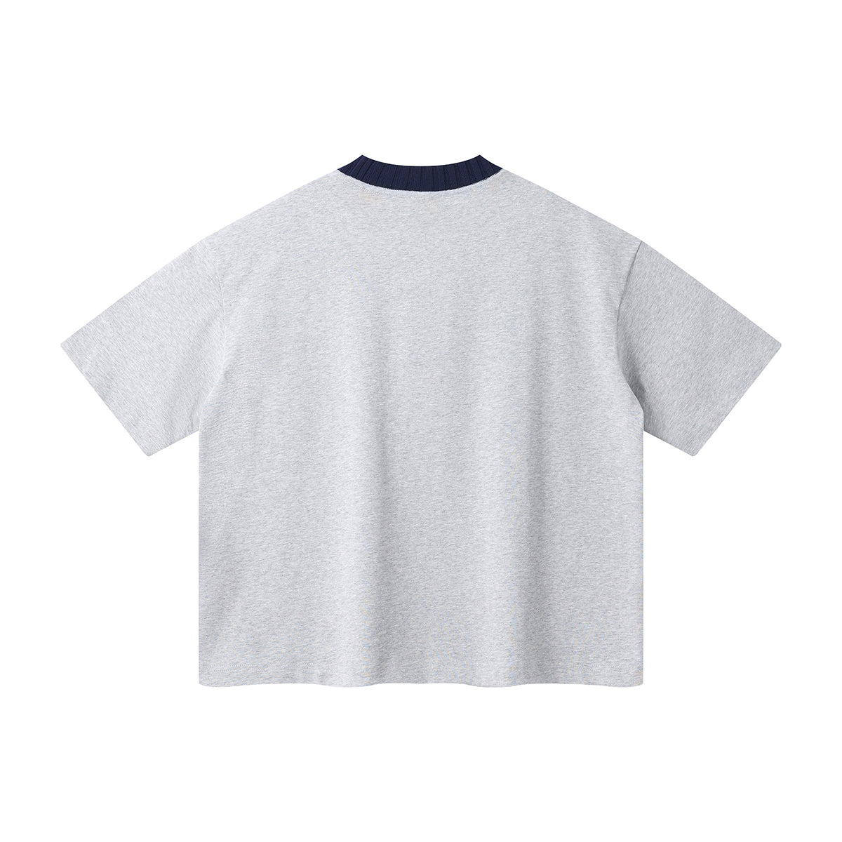 Oversized Color-Block Ribbed Collar Comfortable Tee