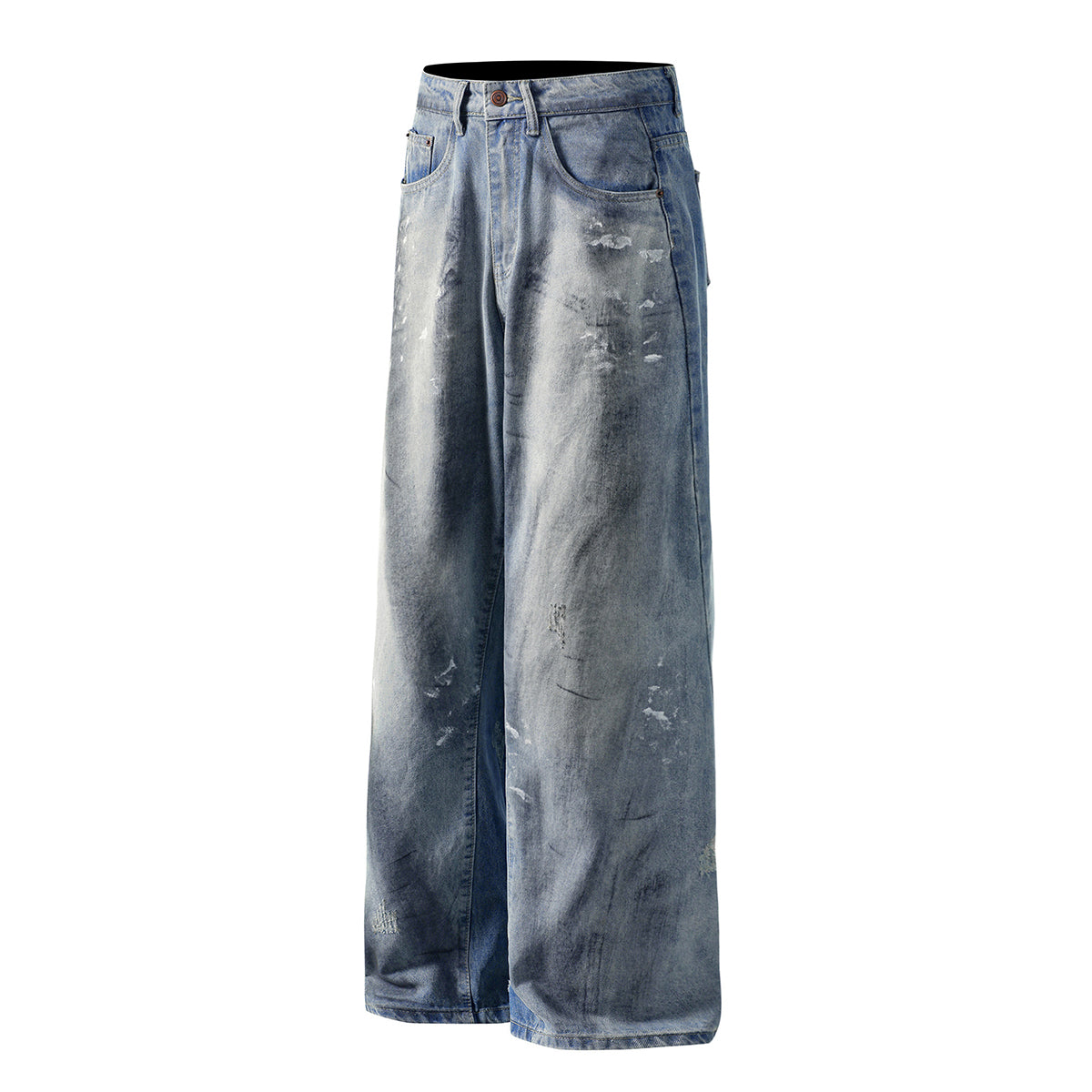 Paint Splatter Distressed Baggy Denim Pants