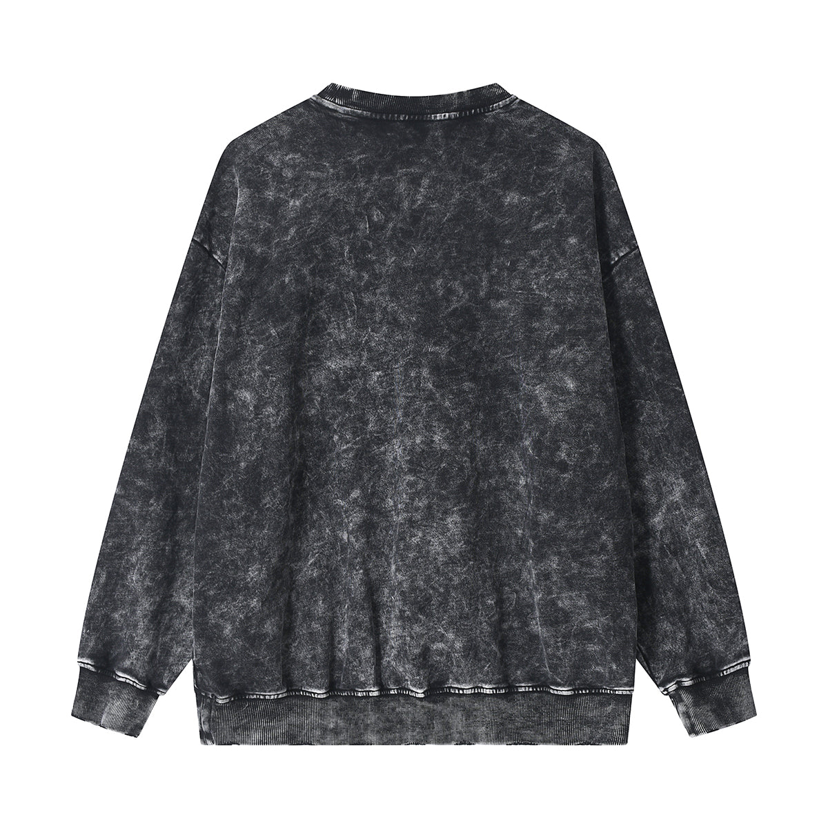 Stone-Washed Distressed Loose-Fit Sweatshirt