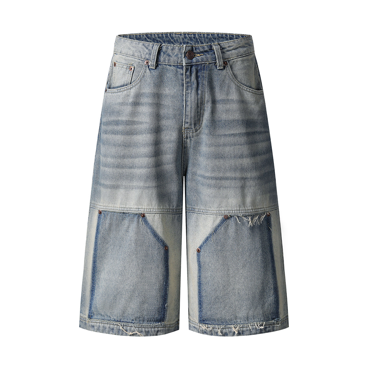 Vintage Wash Straight Leg Denim Bermuda Shorts