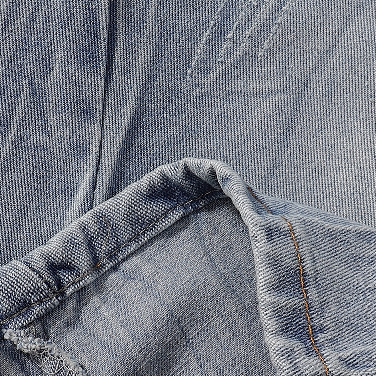 High-Waist Washed Denim Bermuda Shorts